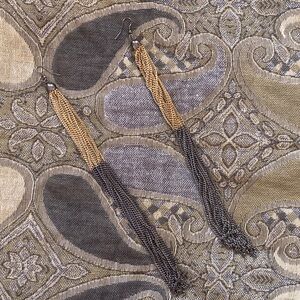 Gold and Black Tassel Earrings